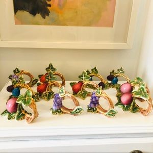 12 vintage ceramic fruit motif napkin rings